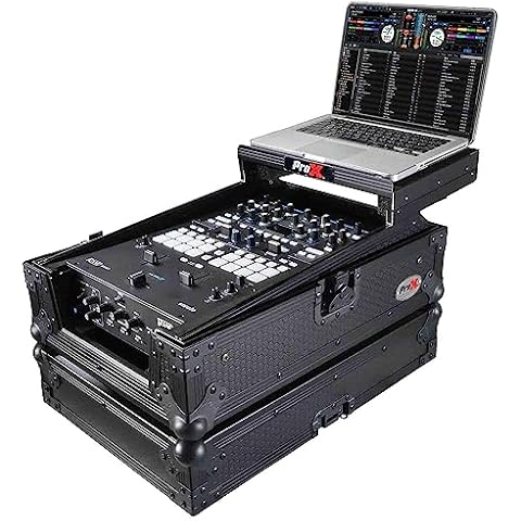 Artist Unknown Prox XS-RANE72LTBL 11" ATA-300 Style Gig Ready Flight/Road Case with Laptop Shelf for Rane Seventy-Two 72 DJ Mixer, Black on Black Cover