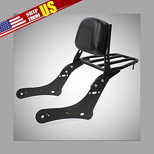 Miniatura 5 de Adaptador de montaje de portaequipajes trasero de acero negro para motocicleta con cojín de respaldo de pasajero para Ka-wasaki Vulcan S VN EN 650