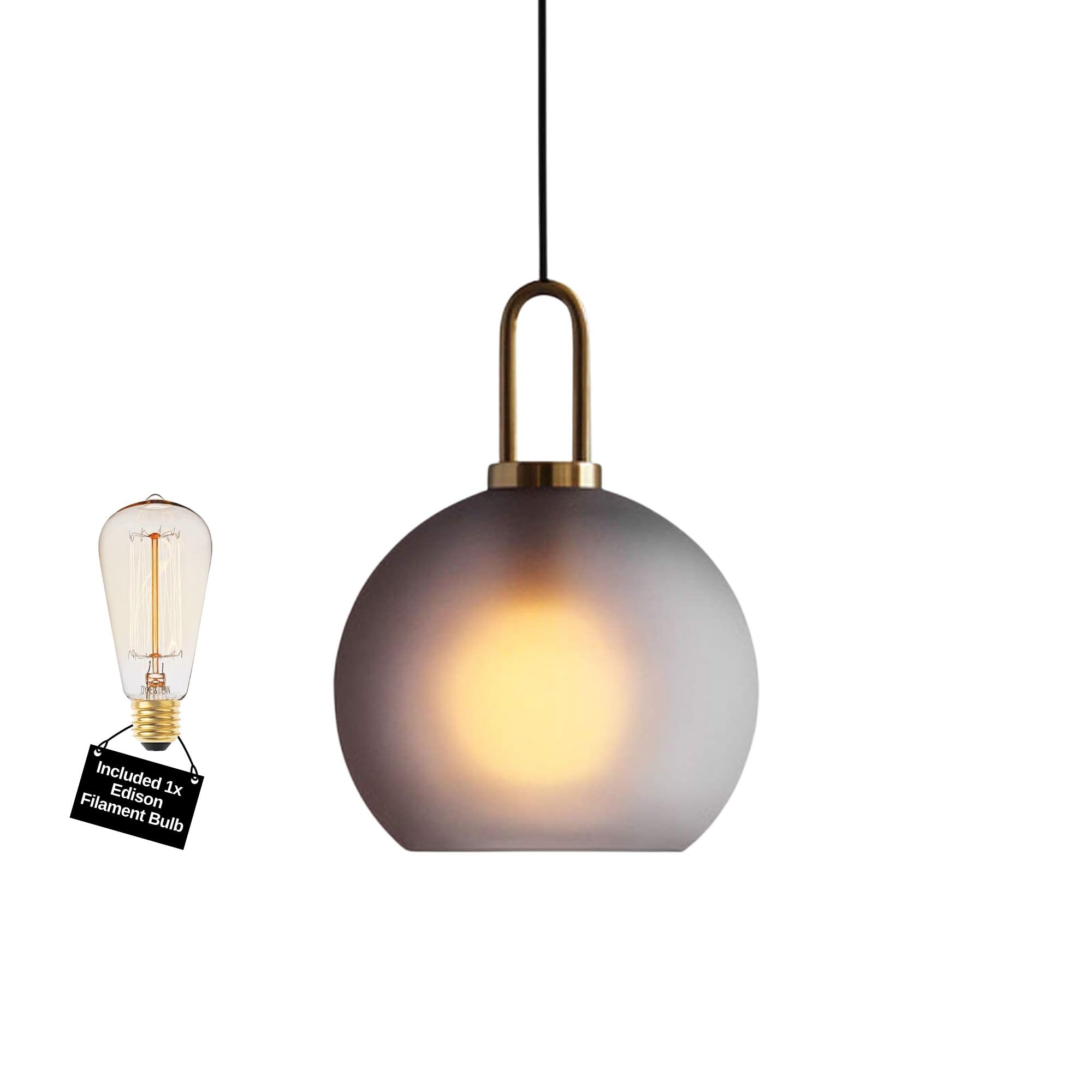 Mossodor Smokey Grey Modern Vintage Glass Globe Light 25Cm Smoked Ceiling Light Industrial Ceiling Light - E27 Filament Bulb (Included) For Restaurant Bar Coffee Shop