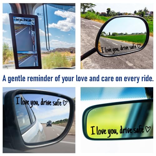 Image of 3Pcs I Love You Drive Safe Mirror Sticker, Cute Car Decal for Rearview Mirror Window Windshield Bumper,Vinyl Letter Sticker,Funny Car Accessories for Girls Women Men Gifts,Drive Reminder Decal (Black)
