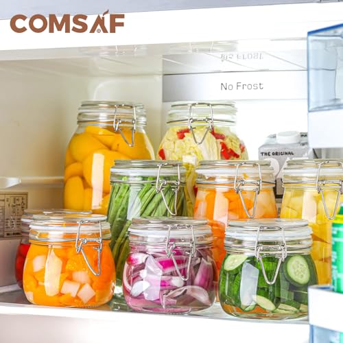 image for ComSaf Airtight Glass Canister Set of 6 with Lids 17oz Food Storage Ja