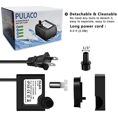 PULACO 95GPH 5W Mini Submersible Water Pump for Aquarium Fish Tank, Pond, Fountain, Hydroponics - Image 4