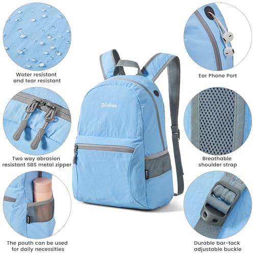 Image of G4Free 20L Small Packable Travel Hiking Backpack for Men Women | Lightweight Foldable Waterproof Daypack for Outdoor, Light Blue