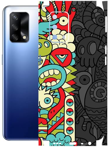 Image of AtOdds - Full Body Back Screen Guard Protector Film - Lamination Wrap Skin Sticker Compatible with Oppo F19 | Scratchproof Matte Finish (Graffiti50)