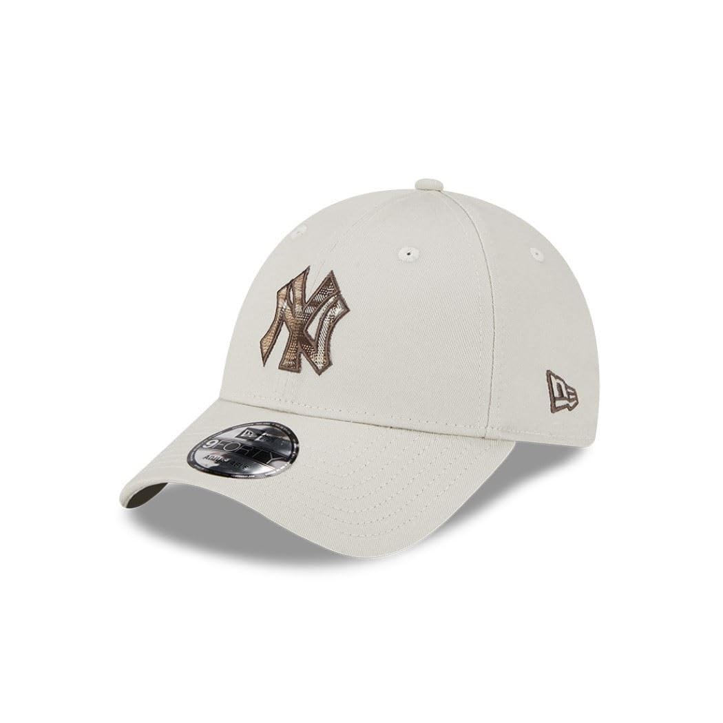 New Era MLB Cap New York Yankees Beige Checkered NY Logo Adjustable 9Forty hat Baseball