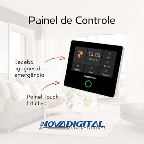 Kit Sistema De Alarme Residencial Inteligente Wi-fi Novadigital Atm-100 Com Tela Touchscreen Painel