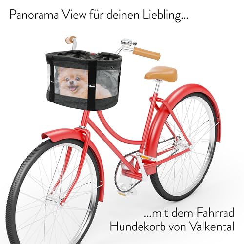 Valkental - Fahrradkorb für Hunde KLICKfix Kompatibel | Ideal als Einkaufskorb | Stabil und Sicher | Inkl. Bodenkissen & Praktischen Fächern