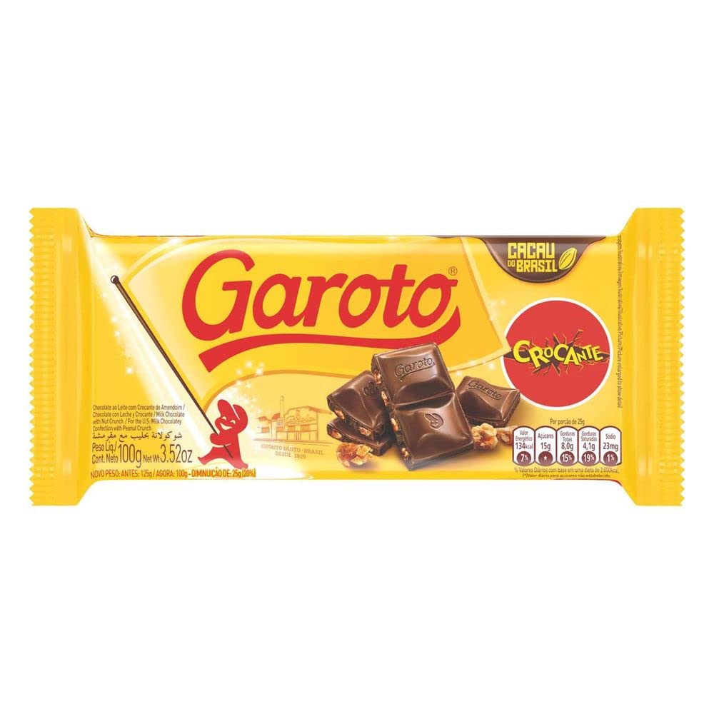 GAROTO Chocolate Tabletes (Crocante, 2 Pack) Grocery