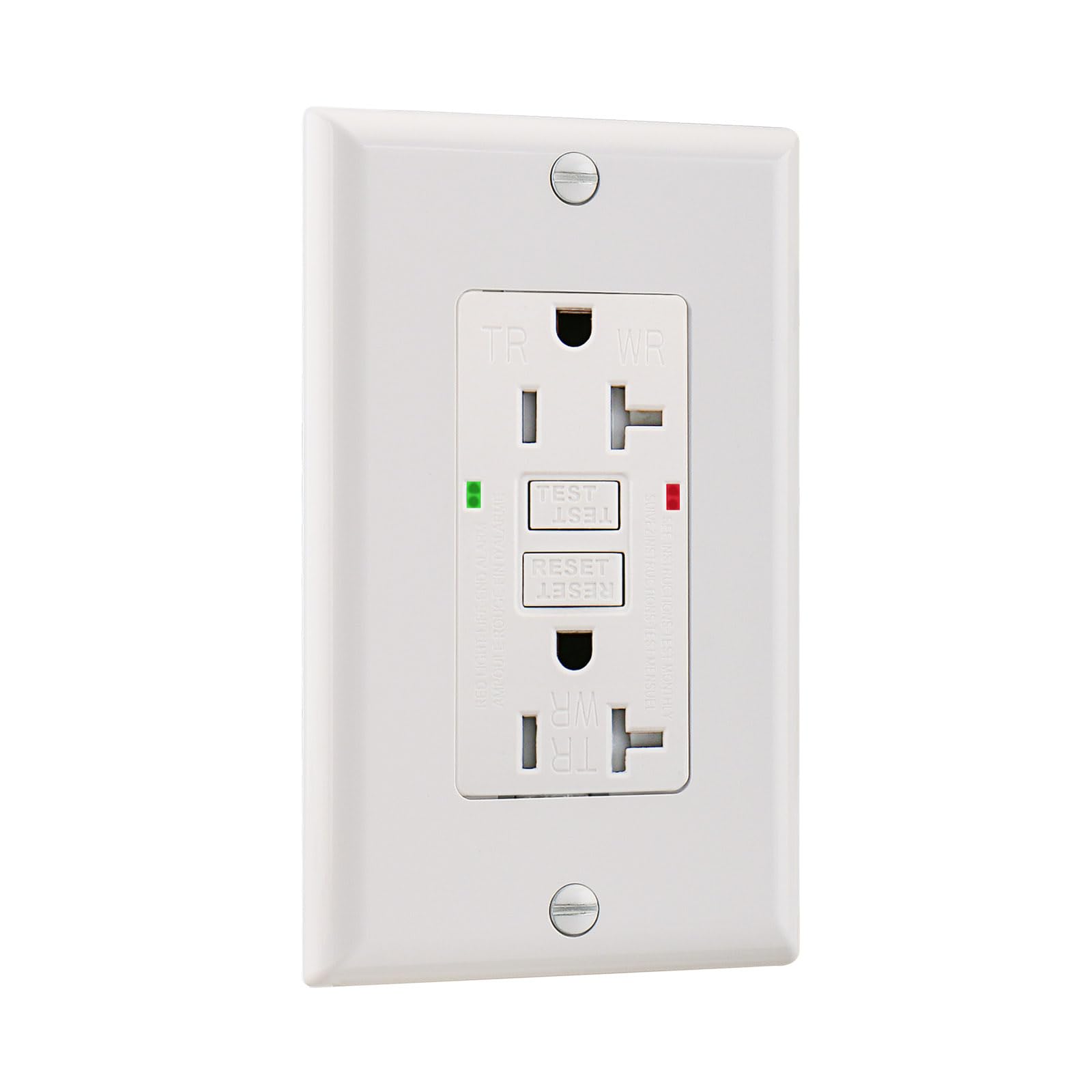 Wengart GFCI Outlet 20Amp 125Volt UL&CUL Listed Weather-Resistant, 1 Pack Self-Test Function with LED Indicator, Tamper-Resistant Receptacle,White,Wall Plate is Included