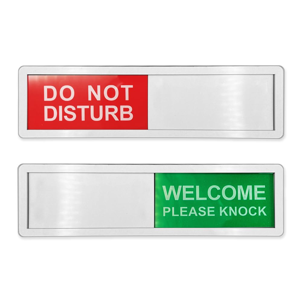Licqic Silver Privacy Sign, Do Not Disturb/Welcome Please Knock - Sliding Door Sign For Home Office Restroom Conference,