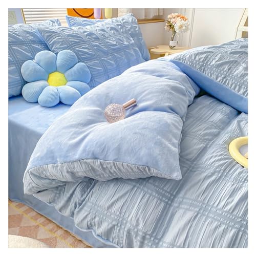 �~�̃~���N�x���x�b�g�z�c�J�o�[4�_�Z�b�g�A�p�b�h����z�c�J�o�[�R�[�����t�����l���z�c�J�o�[�Z�b�g �ڂɌ����Ȃ��W�b�p�[�t�� (Color : Blu, Size : 2.0m bed-200*230cm) kxtmm