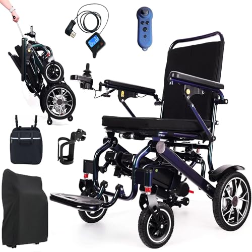 30KM (solo 19KG) 2025 Nuova sedia a rotelle elettrica telecomandata con 2 batterie 8AH e manico telescopico, sedia a rotelle elettrica leggera pieghevole