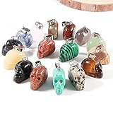 12pcs Natural Carved Skull Mixed Stone Pendants Healing Crystal Quartz Chakra Reiki Gemstone Charms for Necklace Jewelry