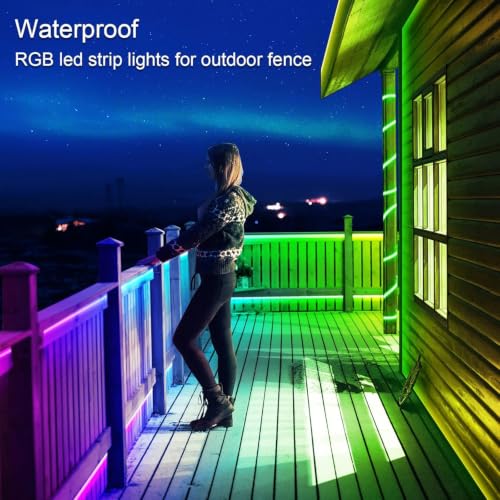 Image of AILBTON 200ft Outdoor LED Strip Lights Waterproof,IP68 Outside Led Light Strips Waterproof with Bluetooth App Remote Control,Music Sync RGB Exterior Led Rope Lights,for Balcony,Deck,Roof,Garden,Pool