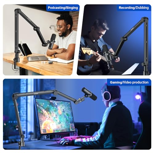Microphone Arm,Aokeo AK-49 Adjustable Compact Mic Suspension Boom Scissor Arm Stand For Blue Yeti,Snowball iCE, HyperX QuadCast,SoloCast,Elgato Wave,Etc