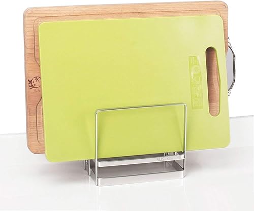 Organizador de cocina con soporte para utensilios, estante para ollas y soporte para tabla de cortar, acero inoxidable