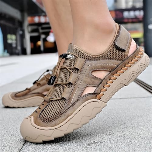 Men’S Breathable Mesh Sandals Outdoor Casual Lightweight Beach Shoes Fashion Classics With Hook And Loop Ankle-Wrap4
