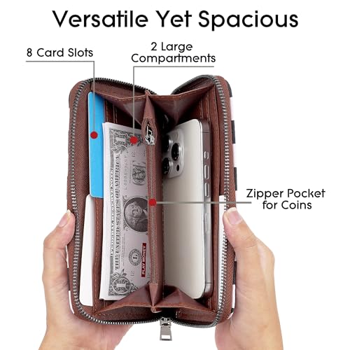 Checkered Wallet for Women with Wrist Strap – Zip Around Canvas Clutch with Card Slots, Cash Pocket & Interior Zip Pouch, Black & White Plaid4