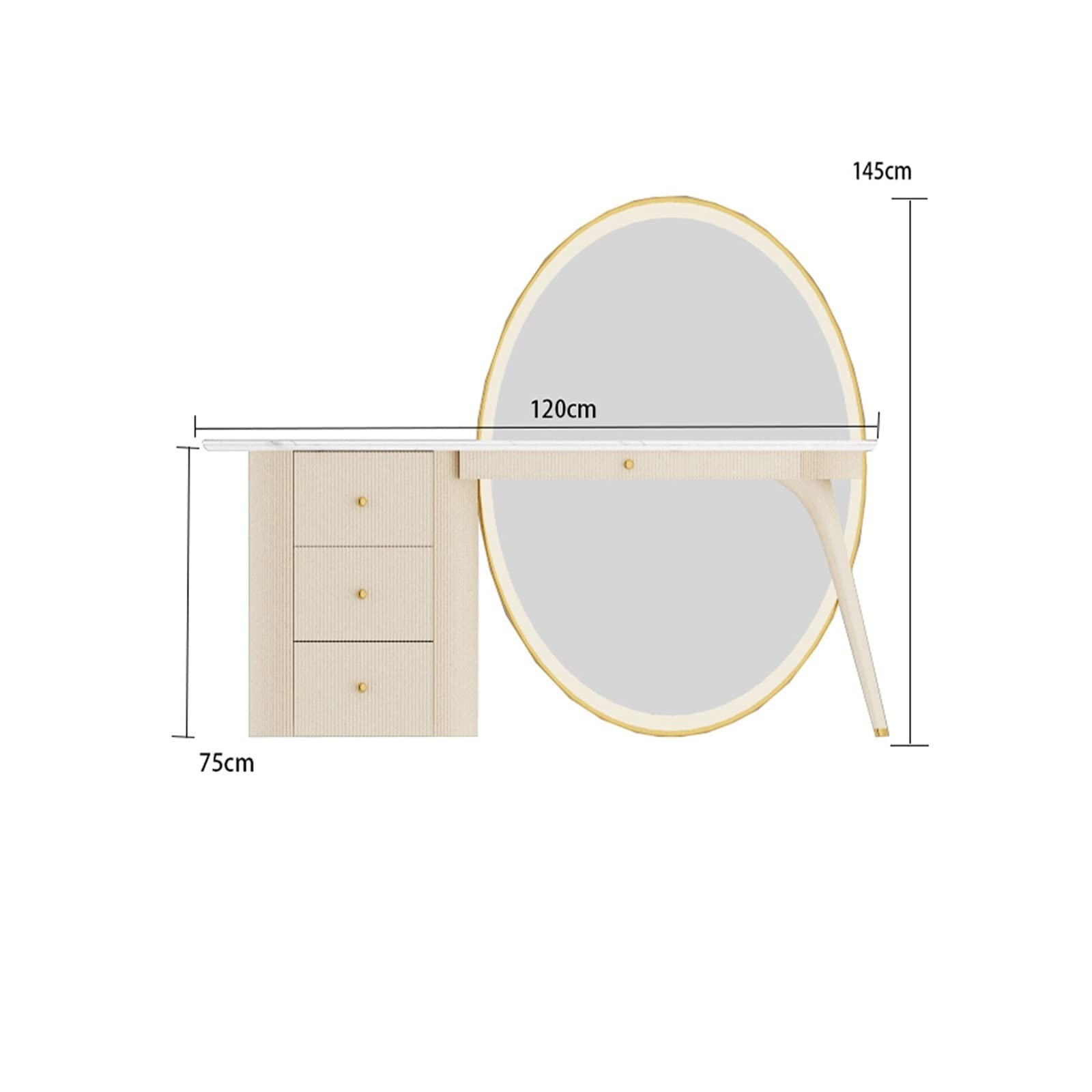 ULTRAWAVE Schminktisch Kommode Schminktisch Schlafzimmer Vollspiegel Aufbewahrungsschrank All-in-One-Set Damen Make-up Schublade Schminktisch Dressing (Farbe: 120 cm)