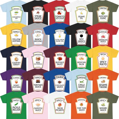 Ketchup Mustard Mayonnaise Relish Ranch Halloween Costume Matching Tshirt, Group Condiments Shirts, Matching Condiment Halloween Shirt