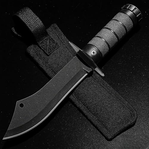 Image of Kitchen Meat Cutting Knife with Protective Sheath | Stainless Steel Heavy Duty Chopping Knife for Meat, Fish & Vegetables | Ergonomic Non-Slip Handle