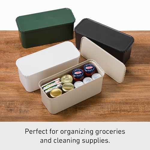 Like-It | STC-03 Set of 6 | Plastic Storage Bins with Lid | Stackable Containers | Playroom, Classroom, Closet, Office | 14.25" × 5.83" × 5.98" | White | 1.59 gal by Like-It - Image 3