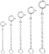 5 Pcs Sterling Silver Extension Chain for Women Necklace Extenders for Women Bracelets and Anklets (Silver)
