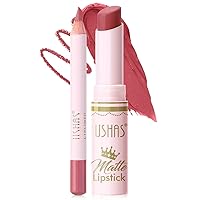 Vista 5 de Set de lápiz labial y delineador de labios USHAS 2 en 1, lápiz labial mate impermeable para mujer, duradero, con set de maquillaje