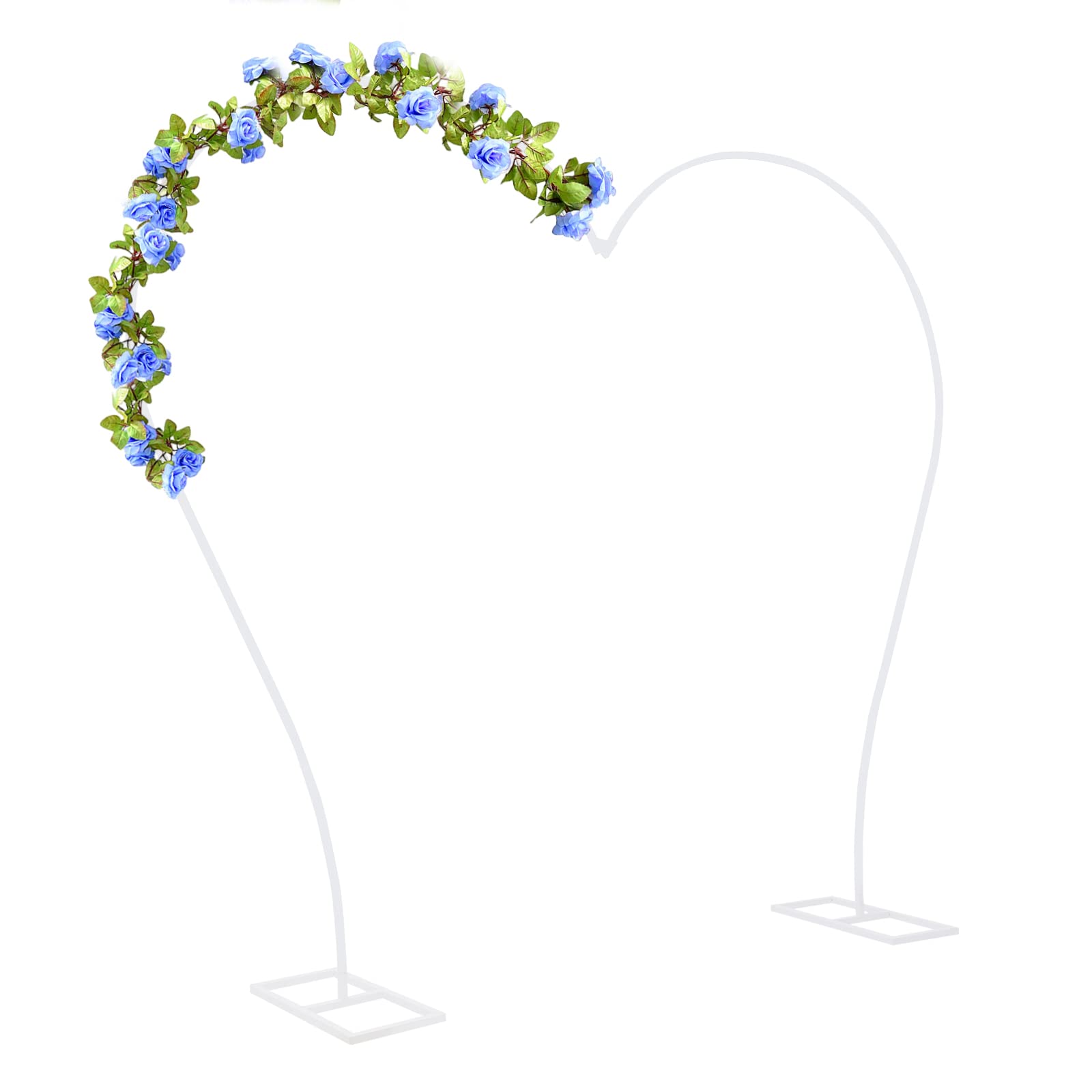 OUKANING 2.65x2.35m Ballonbogen Gestell Herz Hochzeitsbogen Mit Fuß, Kohlenstoffstahl, Hochtemperatur Backfarbe, Ladekapazität 8kg, Für Party, Kommerzielle Veranstaltungen (Weiß)