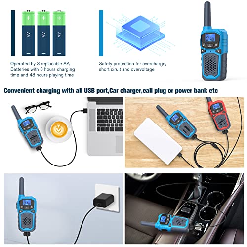 4 Long Range Walkie Talkies Rechargeable For Adults Kids Easy To Use Walkie Talky 2 Way Radios 22 Channels Vox Noaa Weather Alert For Camping Hiking Car Travel #TOP2