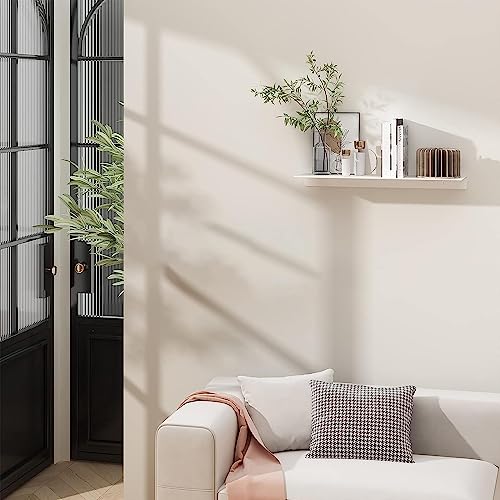 Image of OrganizeMee Metal Small Wall Mounted Shelves,Bluetooth Speaker,Wi-Fi Camera Stand Corner Floating Shelf for Living Room & Bedroom,Showpiece Organizer,Home Decor Items Plant Pot mounting Racks (White)