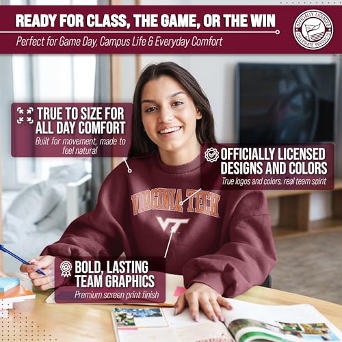 Image of NCAA College Sweatshirt Fleece Crewneck Pullover for Men and Women | Officially licensed NCAA college gameday crewneck pullover - 9 oz fleece lined sweatshirt with arch and logo design