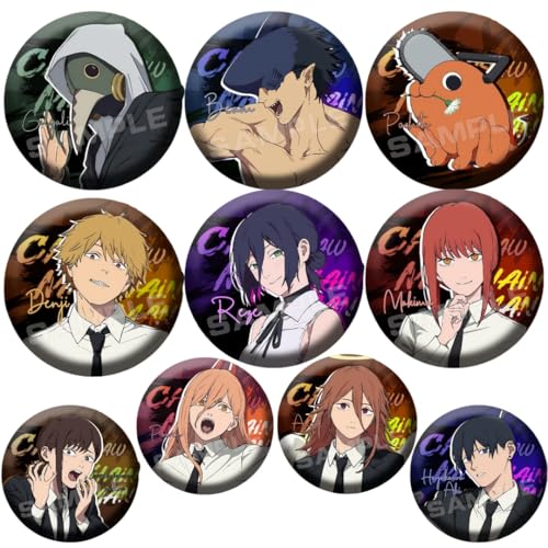 ZHUTNY(ジュトニー) 劇場版 チェンソーマン レゼ篇 缶バッジ 10枚セット デンジ レゼ マキマ 丸型缶バッジ 75mm バッグ飾り かばん掛け チェンソーマン レゼ篇 グッズ コスプレ小物 軽量 便利 耐久性人気 プレゼント 非公式 (10枚セット（75mm）) [並行輸入品]のサムネイル