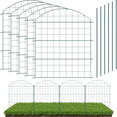 LAINFELD Kit complet de clôture d'étang - 5 éléments de clôture en métal avec poteaux - Clôture de piscine pour enfants - Clôture de jardin flexible à...