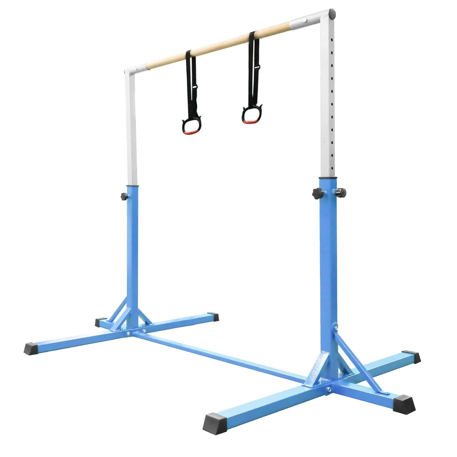Kids Gymnastics Bar Horizontal Bar with Gymnastic Rings 13 Height Adjustable,Junior Training Kip Bar Gymnastics Equipment for Home Gym, Indoor Outdoor Use