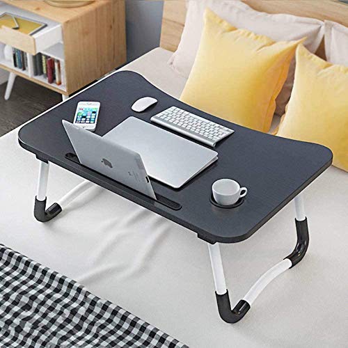 Foldable Laptop Desk, Dormitory Small Desk, Breakfast Bed Tray Table, Lap Desk for Bed, Portable Standing Desk, Bed Desk with Cup Holder & Slot, Notebook Stand Reading Holder for Sofa Couch Floor