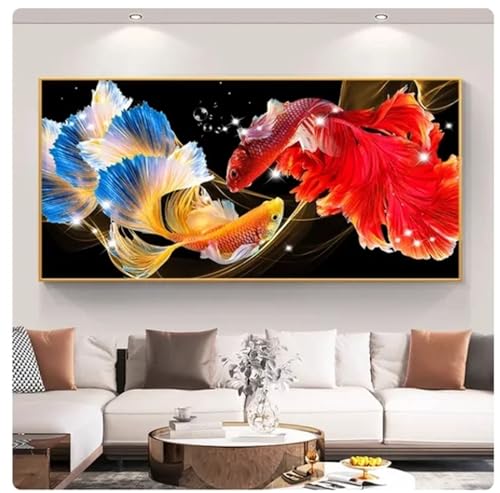 Diamond Painting Poisson Koi 50x100cm : kit complet de broderie diamants strass DIY pour adultes