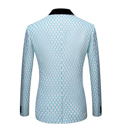 3 Piece Men's Wedding Suit 3 Piece Polka Dot Print Slim Fit Stand Up Tuxedo Best Men's Breasted Waistcoat3