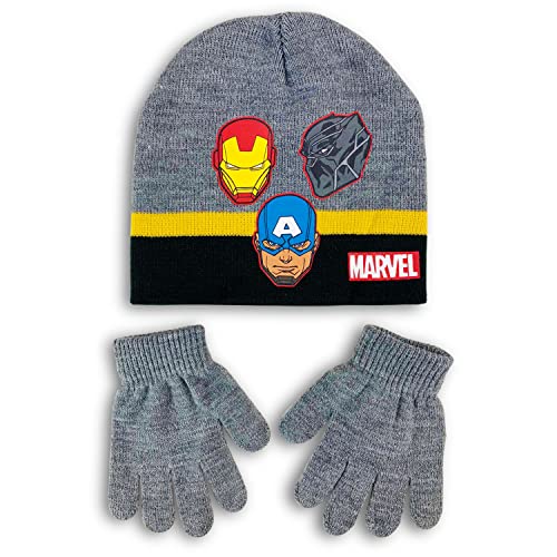 Casquette Iron Man enfant et gants gris parfaits pour la cour de récréation en hiver