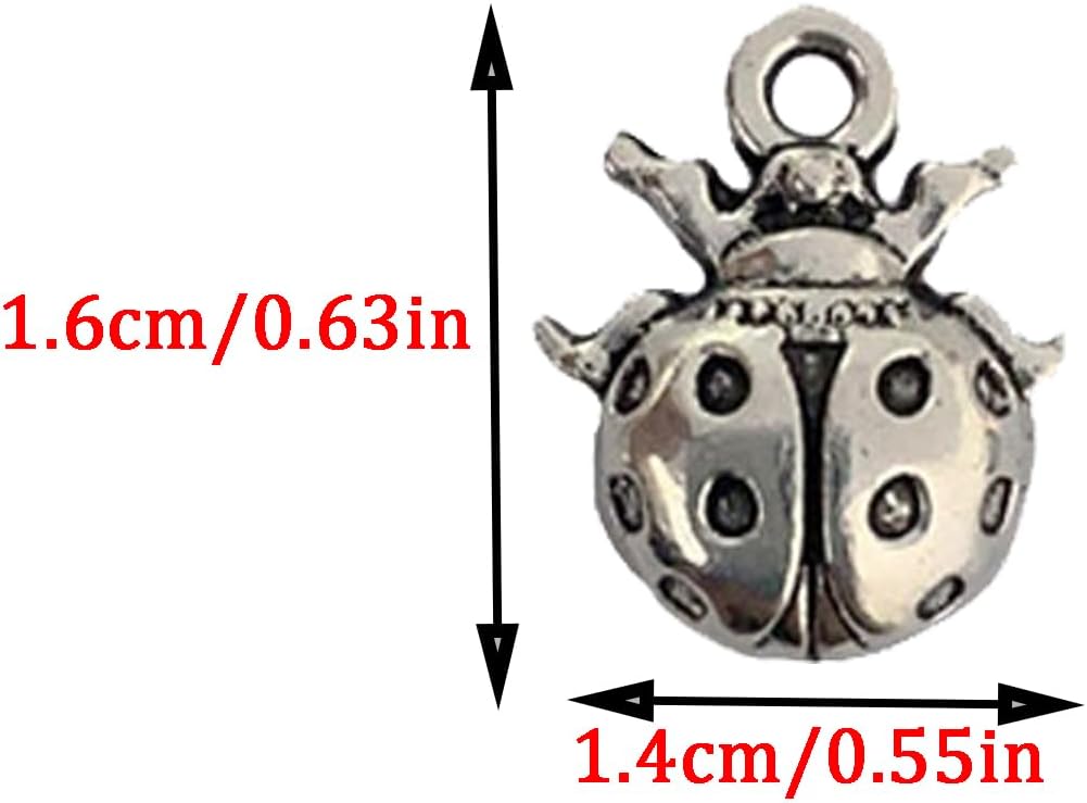 50 Pcs Antique Silver Ladybug Charms, Ladybug Jewelry Accessories, Insect Charms for DIY Jewelry Making - Image 2