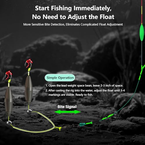 AMHDV Anzuelos Doble Anti-Bottom, Anzuelo de Pesca Pre-atado con Flotadores miniatura 2