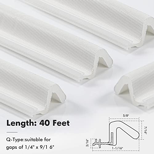 Soundproof Door Seal Strip V Shaped Foam Kerf, Door Frame Weather Stripping For Doors Windows, Slot Installation Seals Large Slot (White, 40 Feet) #TOP6