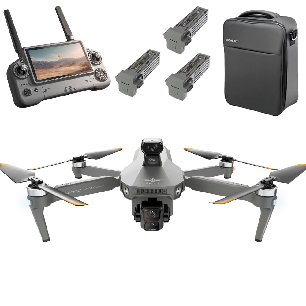 Drone con fotocamera 4K per Adulti, KF100MAX, Prevenzione Ostacoli a 360°, Stabilizzazione Gimbal a 3 Assi, Trasmissione Video a 6 km, Quadricottero Brushless Intelligente, 3 Batterie
