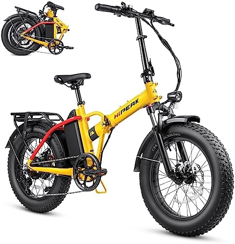 Hipeak Electric Bike for Adults, Ebike 750W/48V/15Ah, 20" x 4.0" Fat Tires Electric Bike Folding Ebikes with Removable Battery, Foldable Adults Electric Bicycles Front Suspension