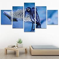 SIGNWIN 5 Panel Canvas Wall Art Modern Art Dramatic Fish Jellyfish Marine Life Multicolor Nautical Photography for Home Decorations Ready to Hang - 60