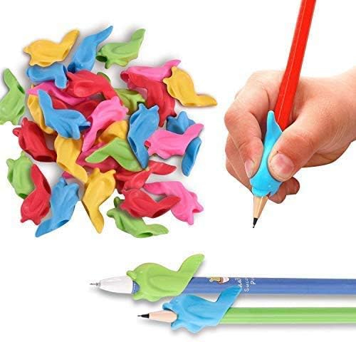 Wolfride 30PCS Pencils Grips Silicon Pencil Grippers Writing Aid Grip Pencil Grippers for Kids Handwriting