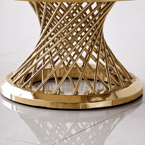 Hepmimzhu Marble Round Coffee Table With Gold Mirrored Finish Stainless Steel Base For Living Room Bedroom Home Office (Gold) #TOP4