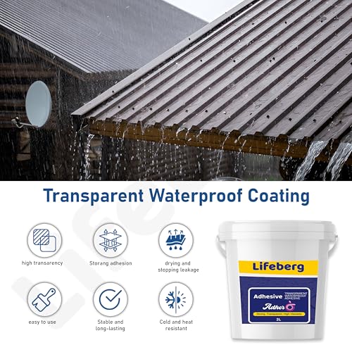 Image of 2Kg /2L Transparent Waterproof Glue with Brush Transparent Resin Epoxy for Roof Leakage Crack Seal Agent Roof Water Leakage Solution Water Proof Glue for Waterproofing