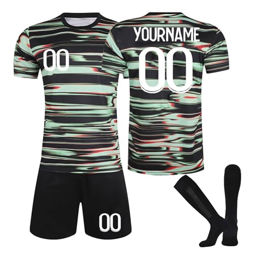 Camiseta Fútbol Personalizadas Nombre y Número para Hombres y Mujeres, equipación Fútbol Deportivo Entrenamiento con Conjunto Top Pantalón Corto y Calcetines Regalo de Fútbol