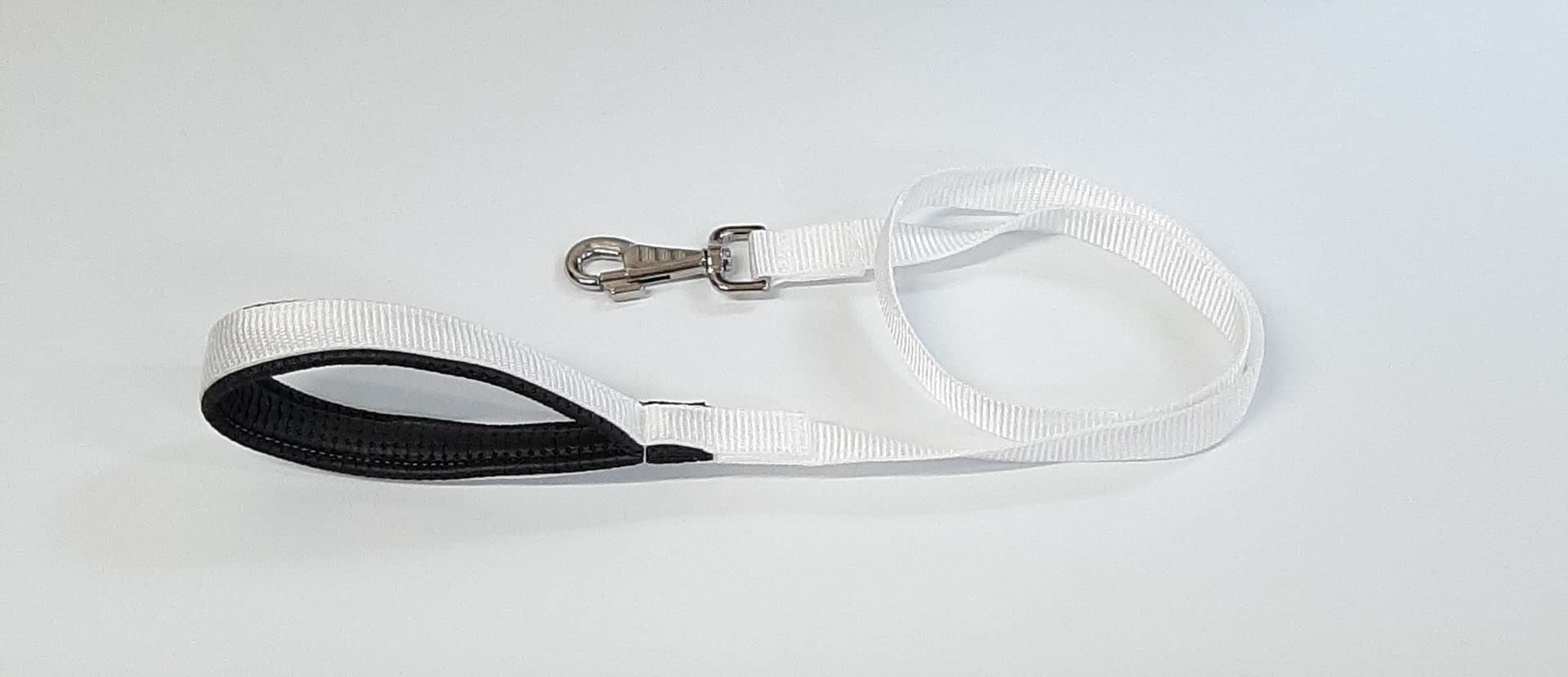 Short Dog Lead With Padded Handle Walking Training Leash Close Control In Strong 25mm Webbing (White, 45" (1.1 Metres))